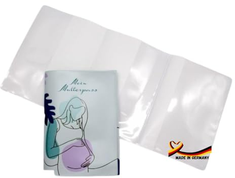 Olanmarp Mutterpasshülle transparent, PVC, für Deutschland (2 Stück) | Schutzhülle für den deutschen Mutterpass MKP, Weichfolie mit Extrafach, ideal für werdende Mamas