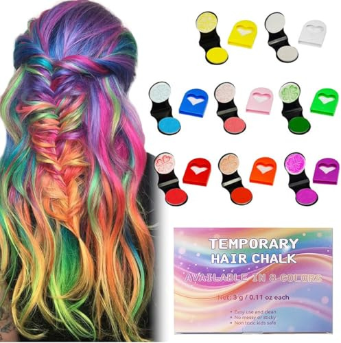 QOCUILC 8 Pièces spray colorant cheveux, Coloration temporaire cheveux, Craie pour Cheveux