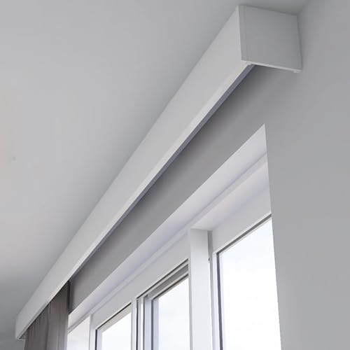 Peldaño de cortina de ventana con riel, panel decorativo, montaje en techo o pared, sistema oculto de riel de cortina