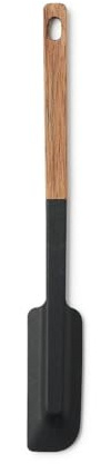 Espátula delgada de silicona con mango de madera, utensilio de cocina de silicona negra resistente al calor, ligera, duradera, fácil de limpiar, ideal para mezclar y esparcir, MUJI