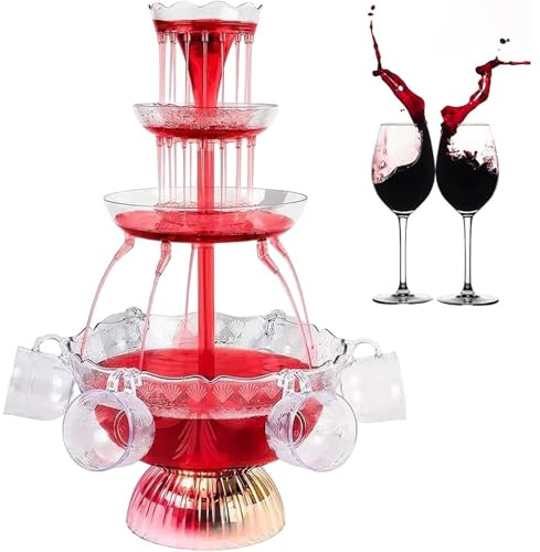 Fontana luminosa a 3 livelli per feste, macchina per fontana di champagne, base illuminata a LED, include 5 bicchieri riutilizzabili, funzionamento semplice, per matrimoni, compleanni, fidanzamenti