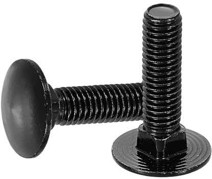 QUARKZMAN 20Pcs Boulons À Tête Ronde, M8 x 30mm Acier Inoxydable 18-8 (304) Boulons À Tête Ronde Et Collet Carré Noir Pour Accessoires De Fixation - Noir