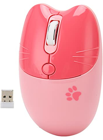 Fockety 2,4-GHz-Funkmaus-Stummschaltung, Einstellbare DPI, Automatischer Ruhezustand für PC-Familien [tragbar] (PINK)
