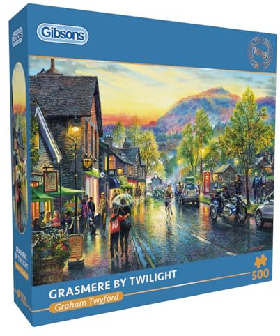 Gibsons Grasmere by Twilight 500 Piece Jigsaw Puzzle for Adults – Stunning Lake District Countryside Scene Artwork by Graham Twyford – Premium Sustainable Puzzle Made in UK/EU