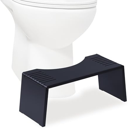 Relaxdays Toilettenhocker, klappbar, Hocker Toilettengang, Erwachsene, Bambus, rutschfest, HxBxT: 19x43,5x20 cm, schwarz
