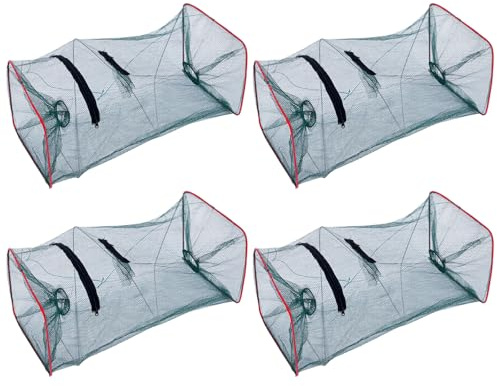 Faroby Trampa para Peces, 4 Uds., 17, 72x8, 27 Pulgadas, Plegable, portátil, Resistente, Nailon, Trampa para cangrejos, Red fundida, Pesca Reutilizable