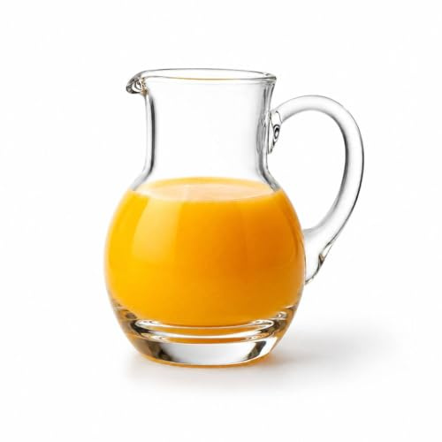Queensway Home & Dining 300ml Handmade Glass Jug Pitcher, Clear Crystalin Glass Carafe with Easy Pour Spout and Handle, Small Water Milk Syrup Cream Server for Dining Table Cafe