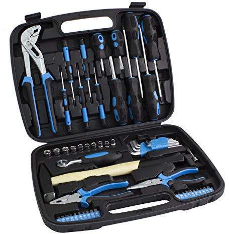 Karcher cassetta attrezzi, set attrezzi fai da te di 57 pezzi con martello, cacciavite, chiavi a bussola e molto altro ancora