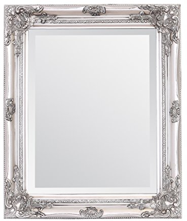 Select Mirrors Rhone Wall Mirror – Vintage Bathroom Mirror, Antique Baroque Style Vanity Mirror - Home Decor 50cm x 60cm (Antique Silver)