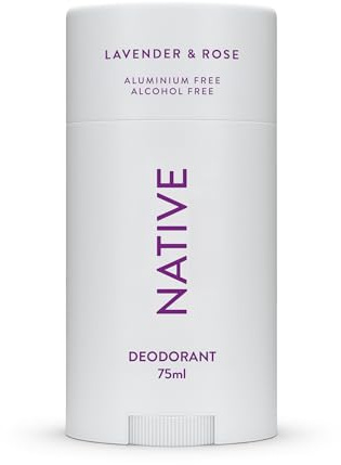 Native Deodorant Womens & Men - Alcohol & Aluminium Free - Lavender & Rose Scent - Naturally Derived with Shea Butter, Coconut Oil & Baking Soda - 72 Hour Odor Control (75ml)