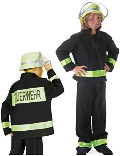 KarnevalsTeufel Kinderkostüm Feuerwehrmann schwarz 2-tlg. Oberteil und Hose, Karneval, Fasching, Mottoparty (140)