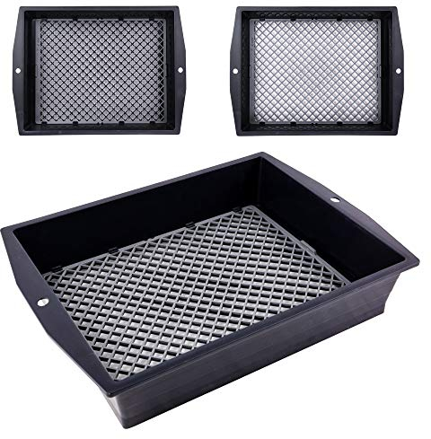 UPP Gartensieb 2-in-1 | Rundsieb mit Einstellbarer Machengröße | Sieb, Erdsieb, Sandsieb Alles in einem Gartengerät Schwarz 39,5x29x11cm