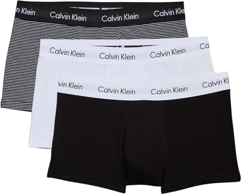 Calvin Klein Uomo Pantaloncini Boxer Vita Bassa Confezione da 3 Intimo, Multicolore (White/B&W Stripe/Black), M