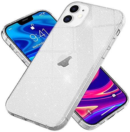 NALIA Glitzerhülle für iPhone 12/12 Pro - Funkelndes Silikon Case - DAZZLIN (Transparent & Stoßfest) - Marke aus Berlin, Farbe:Transparent