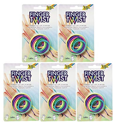 folia 33177 Finger Twist trådspel, i trendigt regnbågsutseende, ca 160 cm lång, fingerspel för pojkar och flickor från 5 år, perfekt som en liten gåva, gåva och för skolgården (5)