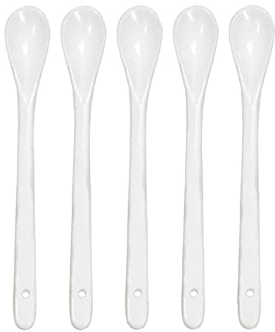 Zonster 5pcs Small Ceramic Tea Spoon Coffee Honey Jam Desserts Spoon Soup Spoons Kitchen Cooking Tool