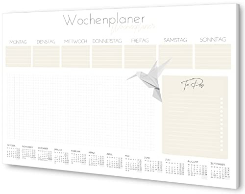 byNia® Schreibtischunterlage Papier A3, Schreibunterlage mit Kalender 2026 + to do liste, Erw. und Kinder Schreibtischunterlage Mädchen & Jungen. Wochenplaner Block & planner.