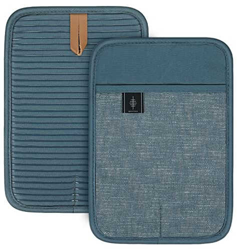 BONTHEE Topflappen Baumwolle Topfuntersetzer Groß Anti-rutsch Topflappen zum Kochen Backen Küchenzubehör - 2er Set - Blau