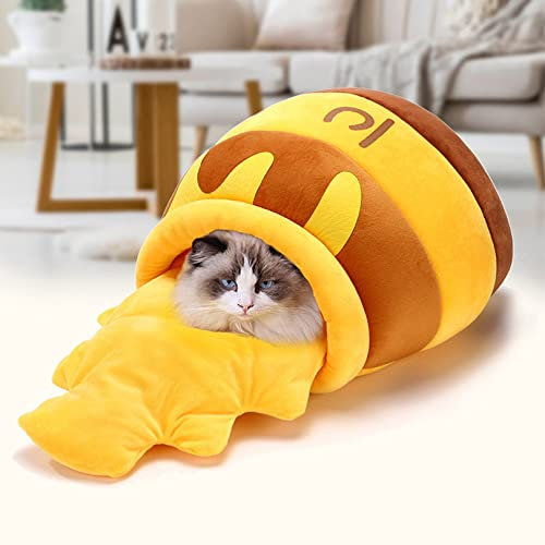 OYhmc Cute Honey Jar Shape Cat Nest Dog House Warm Pet Beds, Pets Sleep Zone Cuddle Cave - Pet Bed for Cats and Small Dogs - Durable, Comfortable, Washable