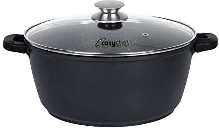 CosyChef Leia Kochtopfset 32 cm - 2-teiliges Kochtopfset mit Glasdeckel und Antihaftbeschichtung - Geeignet für alle Herdarten, auch Induktion - PFOA-frei