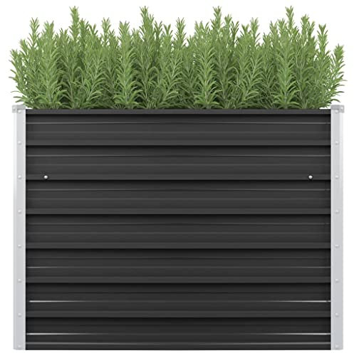 FIRBNUS Pot de Fleurs Extérieur 100x40x77 cm Boîte à Fleurs Profonde et Large Lit Surélevé de Balcon Métal Jardinière Jardin Facile à Assembler Lit de Plantation en Acier Galvanisé Anthracite