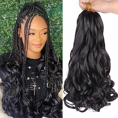Xtrend Pre Stretched French Curly Braiding Hair 14 Inch 8 Packs Bouncy Loose Wave Braiding Hair Hot Water Setting Yaki Texture Synthetic French Curls for Women(14 Inch,1B#)…