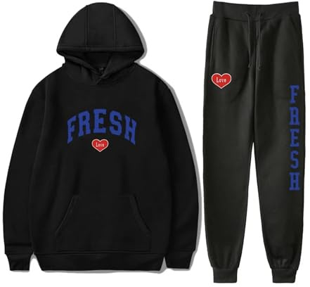 Sturniolo Triplets Hoodie Sets Fresh Letter Print Hoodie Jogger Herren Damen Zweiteiler Sweatshirts+Sweatpants XXS-4XL-Black||XXS