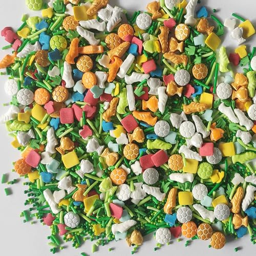 Essbare 100g Zucker Streusel Tortendeko Fußball & Schuhe Dessert Essbar Grün Kuchen Toppers Kekszutaten fussball Deko für Torten,Cupcakes und Eis, Party Deko für Kindergeburtstag