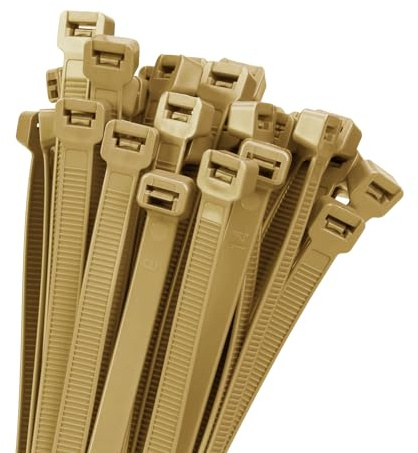 Armpow 18 inch Gold Zip Ties Heavy Duty 100 PACK, 200 LBS Ultra Exclusive Strong Plastic Wire Ties, Large Cable Ties Extra Long Tie Wraps, Indoor and Outdoor UV Resistant