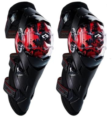 Motorrad Ellenbogen Knieschoner Knieschoner Motocross Downhill Dirt Bike Schutz Off-Road Racing Ellenbogenschoner K09-Schwarz Rot Einheitsgröße