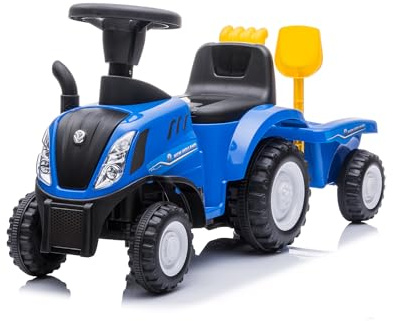 Sport1 Trattore con rimorchio Ride-on. Trattore Giocattolo per Bambini. Cavalcabile Bambino 1 Anno-3 Anni. Trattore con Volante per Bambini, Suoni, luci, rimorchio e Accessori. Trattore Bambini Blu.