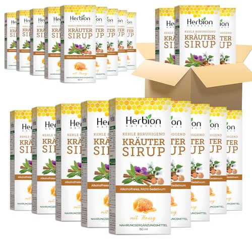 Herbion Naturals, Halsberuhigender Kräutersirup mit natürlichem Honig, 150 ml (Packung mit 24 Stück) | 150 ml (Packung mit 24 Stück)