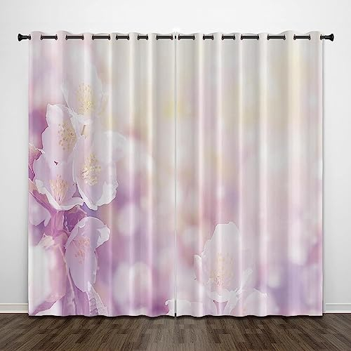 Schattierung Vorhänge 2Er Set 3D Rosa Blumenpunkte Druck Isolierung Schalldichte Kinder Gardinen Blickdicht Mit Ösen Vorhang Fenster Für Wohnzimmer Schlafzimmer Balkon -0L7P7C4Y5Y1