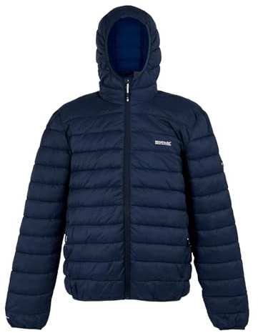 Regatta Chaqueta repelente al agua acolchada/acolchada Marizion con capucha para hombre, ligera y sin plumas, perfecta para actividades al aire libre, caminar, hacer senderismo y acampar