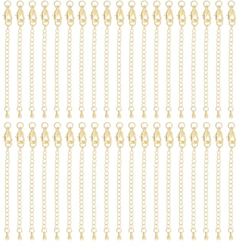 UNICRAFTALE 24 Set 24 Karat Vergoldete Kettenverlängerung 65mm Endketten Kettenverlängerung Goldene Ketten Armband Verlängerung Halskette Schmuckherstellung Kette Für Schmuckherstellung