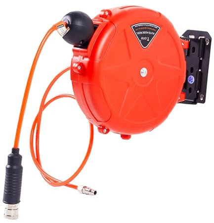 LOVIVER Retractable Air Hose Reel Enclosed Compact with 10M Hose Slow Retraction Automatic Rewind for Garden Garage Outdoor Watering
