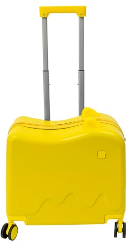 FAIRYPAGODA 18 Ride-On Kids Suitcase W/Lock, Yellow Children's Ride On Trolley W/4* Universal Wheels, Children's Luggage Case, Rolling Luggage Suitcase, Carry Trolley Luggage, Carry On Luggage