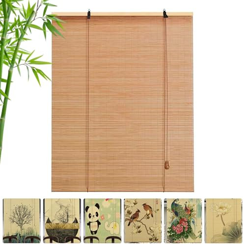 Personalisiertes Bambus Rollo mit Foto, Natur Holzrollos Sonnenschutz und Sichtschutz Bambusrollo Staubdichter Dekorativer Vorhang, für Drinnen/Draußen/Garten