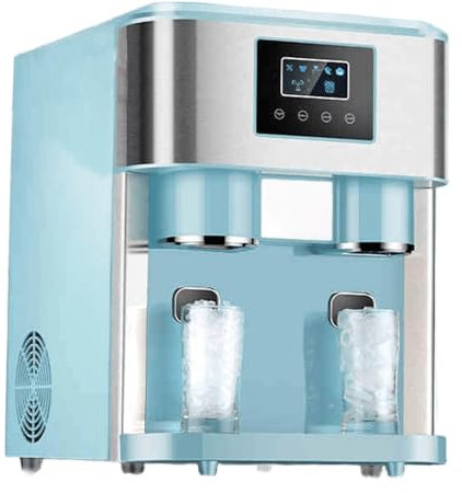 Machine À Glacons et Glace Pilée Acier Inoxydable Distributeur d'eau Froide 16 Glaçons en 8-12 Minutes Multifonctionnel pour Maison Bureau 34 * 45.5 * 45.5cm(Blue)
