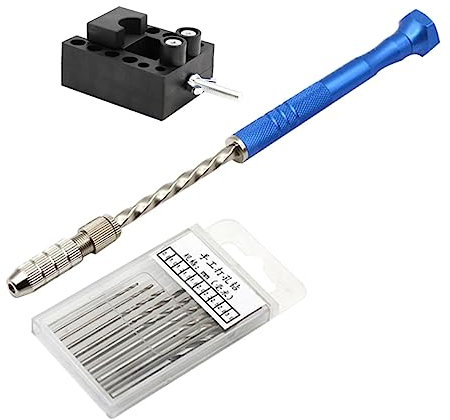 FOYTOKI Set Trapano a Mano Semiautomatico Con 10 Punte Da Trapano e Morsa Da Intaglio Per Modellismo e Lavori Di Precisione