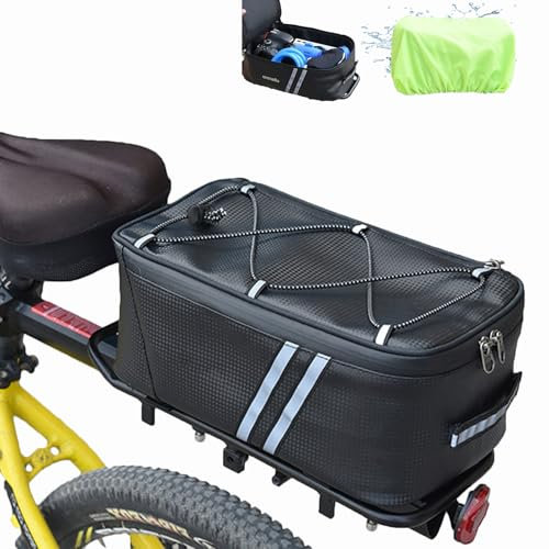 Fahrradtasche für Gepäckträger, 2 IN 1 Gepäckträgertasche mit Tragegriff und Regenschutzhaube, Wasserdicht Reflektierend Fahrrad Taschen Hinten, Multifunktionale Fahrradtasche als Handtasche (8L)