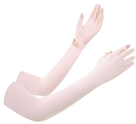 Feelorna Guanti protettivi UV da donna, antiscivolo, lunghi, leggeri, traspiranti, per sport all'aria aperta (rosa, taglia unica)