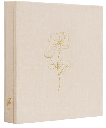 Tslespcx Photo Album 8x10 100 Photos, 100 Pockets Picture Album, Linen Fabric Cover Picture Book for Photos, 8x10 Photo Album Book for Wedding Travel Family Memories(Beige)
