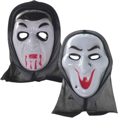SZJFYMQ Vampir Maske Halloween Maske, 2stk Hexe Maske Karneval Monster Masken, Gruselige Dämonenmaske für Halloween und Kostümparty