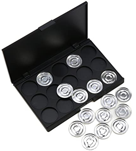 LRXIYODE Estuche Vacío Para Cosméticos 15 Compartimentos Redondos De 26 Mm, Paleta De Sombras De Ojos Ligera y Portátil Para Maquillaje Profesional y Uso Diario