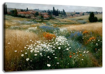 Kunstbruder Abstrakte Wandbilder in XXL formaten, Kunstdruck, Vintage (Acker im Frühherbst, 60x80 cm) Wanddeko für Wohnzimmer & Esszimmer
