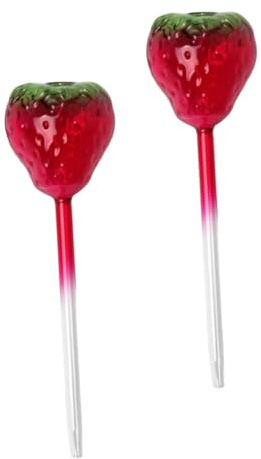 BESPORTBLE 2pièces Bâtonnets Arrosage Automatiques pour Plantes Globes Verre Forme Fraise Système Goutte à Goutte Intérieur Extérieur