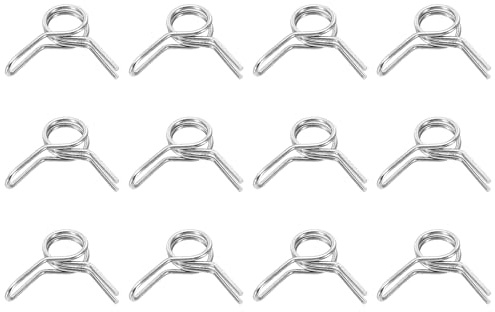 sourcing map Lot de 12 colliers de serrage à ressort en acier inoxydable pour tuyau d'air, tuyau d'eau, moto, scooter, VTT, 4 mm x 4,8 mm, argenté