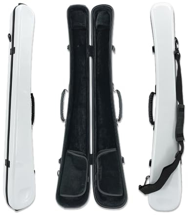 yinfente Carbon Fiber Upright Bass Bow Case For Geman French Double Bass Bow Hold 2pcs Bows Hard Bow Case White
