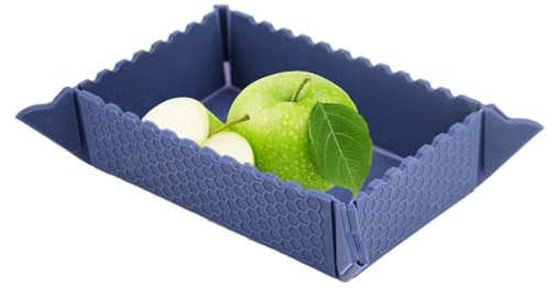 Vajilla de camping - Cuenco plegable de silicona 22 x 15,5 x 4,2 cm, recipiente magnético para aperitivos, almacenamiento de alimentos multifuncional de viaje, cuenco de cocina de picnic al aire libre